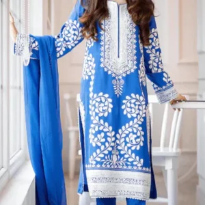 Sanobar Azfar - 3PC Lawn Heavy Embroidered Shirt With Bamber Chiffon Embroidered Dupatta