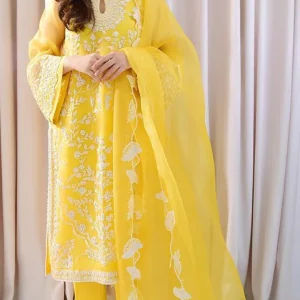 Cross Stich - 3PC Lawn Embroidered Shirt With Organza Embroidered Dupatta