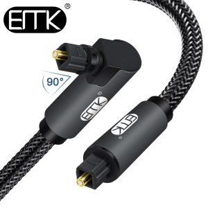 EMK Right Angle Digital Optical Audio Cable 90 Degree toslink 5.1 Dolby Optical Cable for TV