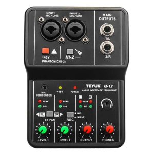 Q-12 Sound Card Audio Mixer Sound Board Console Desk System Interface 4 Channel 48V Stereo Computer Sound Card