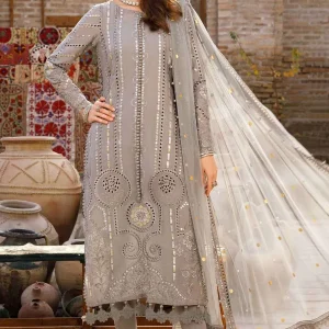 Maria.b - 3PC Lawn Front Embroidered Chicken Kari Suit Embroidered Bamber Chiffon Dupatta