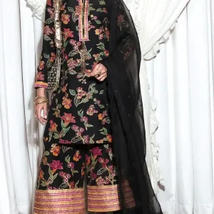 HussainRehar - 3PC Lawn Embroidered Shirt With Embroidered Organza Dupatta