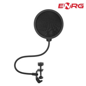 ENRG Microphone Pop_Filter Shield_Dual Layers Wind Proof Screen Flexible 360° Gooseneck Clip Stabilizing Arm for Recording