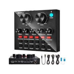 External Audio Mixer V8 Sound Card USB Interface with 6 Sound Modes Multiple Sound Effects