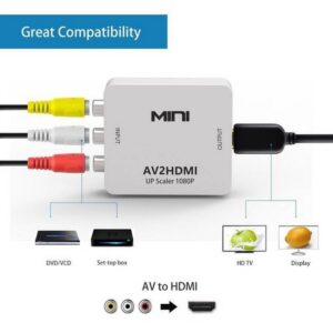 AV to HDMI Converter 1080P Mini RCA Composite video audio signals to HDMI signals for TV Monitor