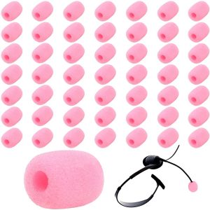 30 Pack Lapel Headset Microphone Windscreen, Microphone Sponge Foam Cover Mini Size Lavalier Microphone Windscreen Pink