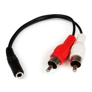 3.5mm Female to 2x RCA Male Stereo AUX Audio Headphone Y Cable - Black