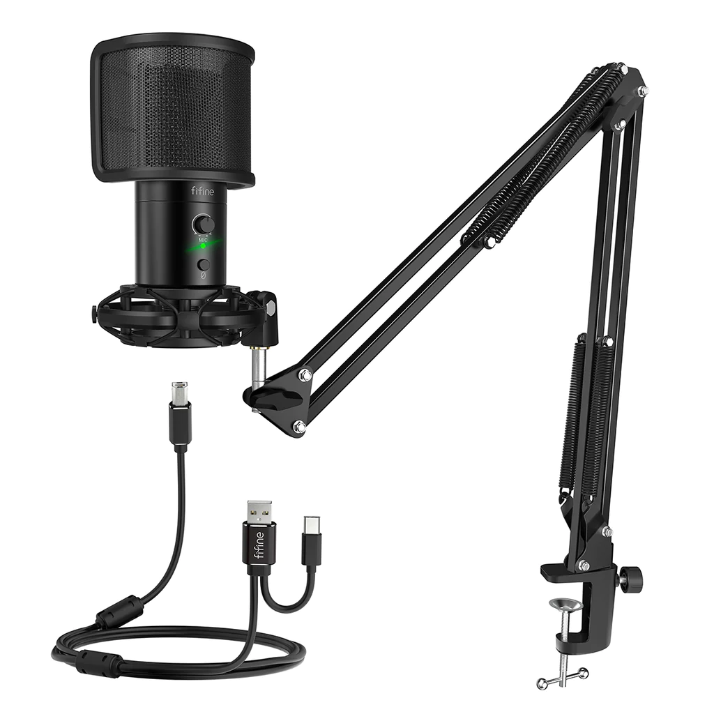 FIFINE T683 USB MICROPHONE BUNDLE WITH A MUTE BUTTON