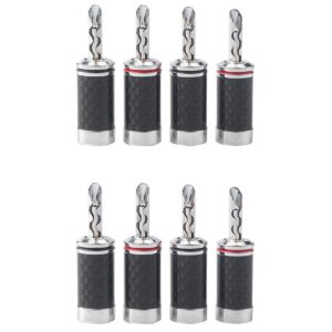 8Pcs Banana Plugs Hi-End HIFI DIY Carbon Fiber Copper Plated Rhodium Audio Jack Banana Connector Plug