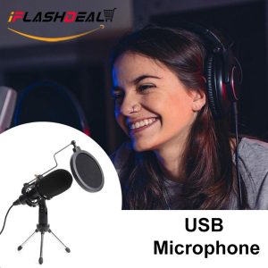 iFlashDeal Condenser Microphone Recording Studio Equipment Mic Kit Podcast 3.5mm Broadcast Microphone