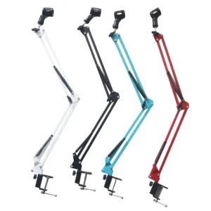 Extendable Recording Microphone Scissor Arm Stand with Microphone Clip Table Mounting Clamp
