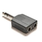 1PCS Audio Mono Plug Adapter - Mono Male Plug 6.35mm To Two 6.35mm Female