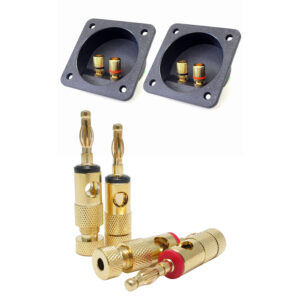6 Pcs Accessories 4 Pcs Gold Plated Banana Plugs 4Mm LL68-4BP1 & 2 Pcs Car Stereo Screw Cup Connectors Subwoofer Plugs 2