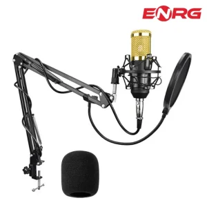 Energy - ENRG BM800 Condenser Microphone Full Kit Adjustable Mic Suspension_Boom Scissor Arm Shock Mount