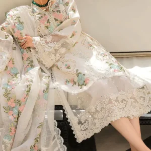 Crimson - 3PC Lawn Heavy Embroidered Sequence Work With Organza Embroidered Dupatta07