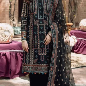 Jazmin - 3PC Lawn Heavy Embroidered Shirt With Embroidered Dupatta