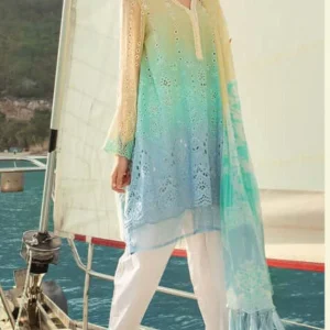 Maria.B - 3PC Lawn Heavy Embroidered Chikankari Work With Printed Chiphon Dupatta