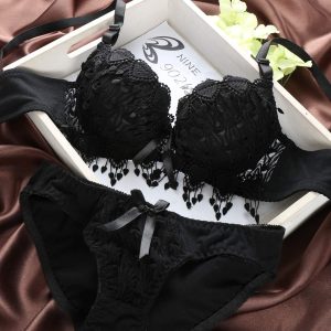 Bra and panty set sexy lace bra pads foam women bra