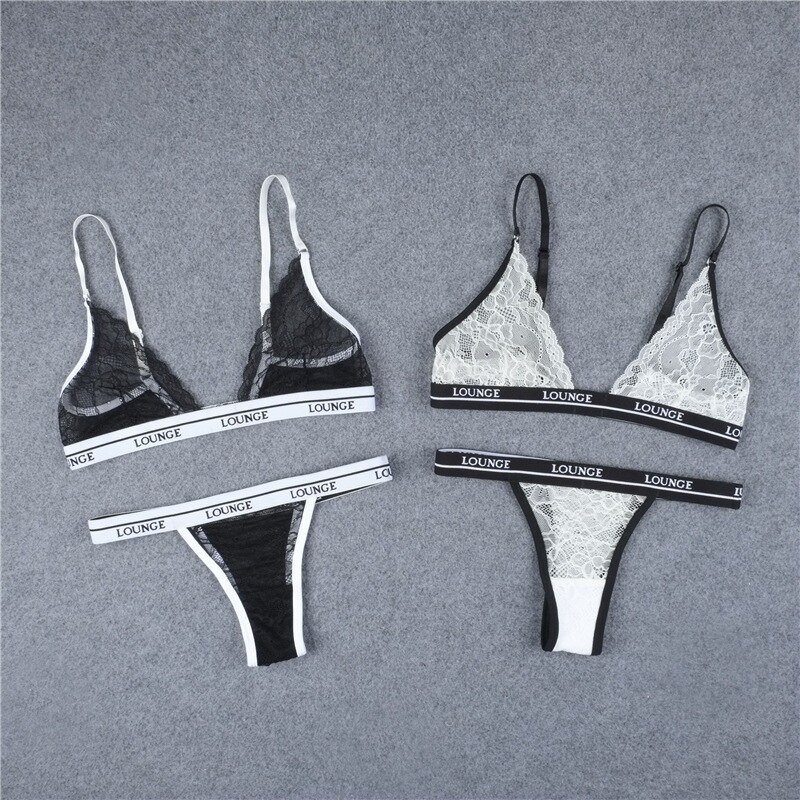 4 she women sexy lace bra set letter print lounge sexy