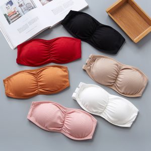 Girls Sexy Thread Strapless Seamless Solid Brassiere Bra