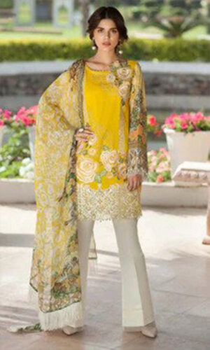 MUASUMMERY - 3PC Embroidered Printed Shirt with Dupatta