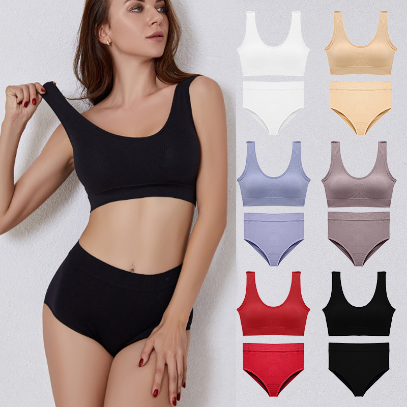Fashion Simple Women's Panties Bra Set Lingerie