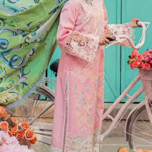 Mushq - 3PC Lawn Heavy Embroidered Silk Dupatta