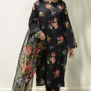 Baroque - 3PC Lawn Printed Shirt With Printed Dupatta