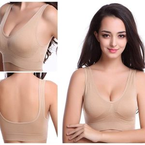 Air Bra Printed, Sports Bra, Stretchable Free Size(28 TO 40), Non-Padded and Non-Wired Seamless Bra for Women’s and Girls – Skin Color / Lowest Price Promise