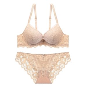 Two Pieces Women Lace Underwear Bra Panties Set
