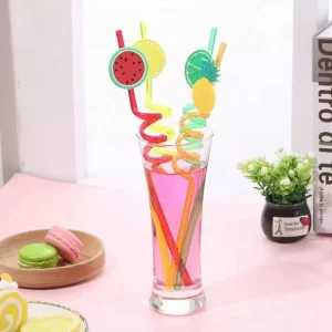 Fruit Drinking Straw, Reusable straws for kids Colors Pack of 4