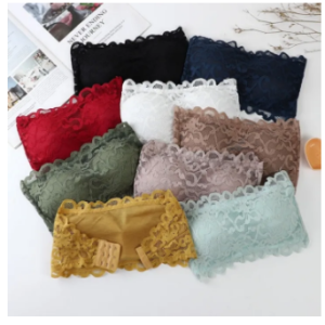 Ladies Floral Lace Thin Removable Padded Strapless Bra with