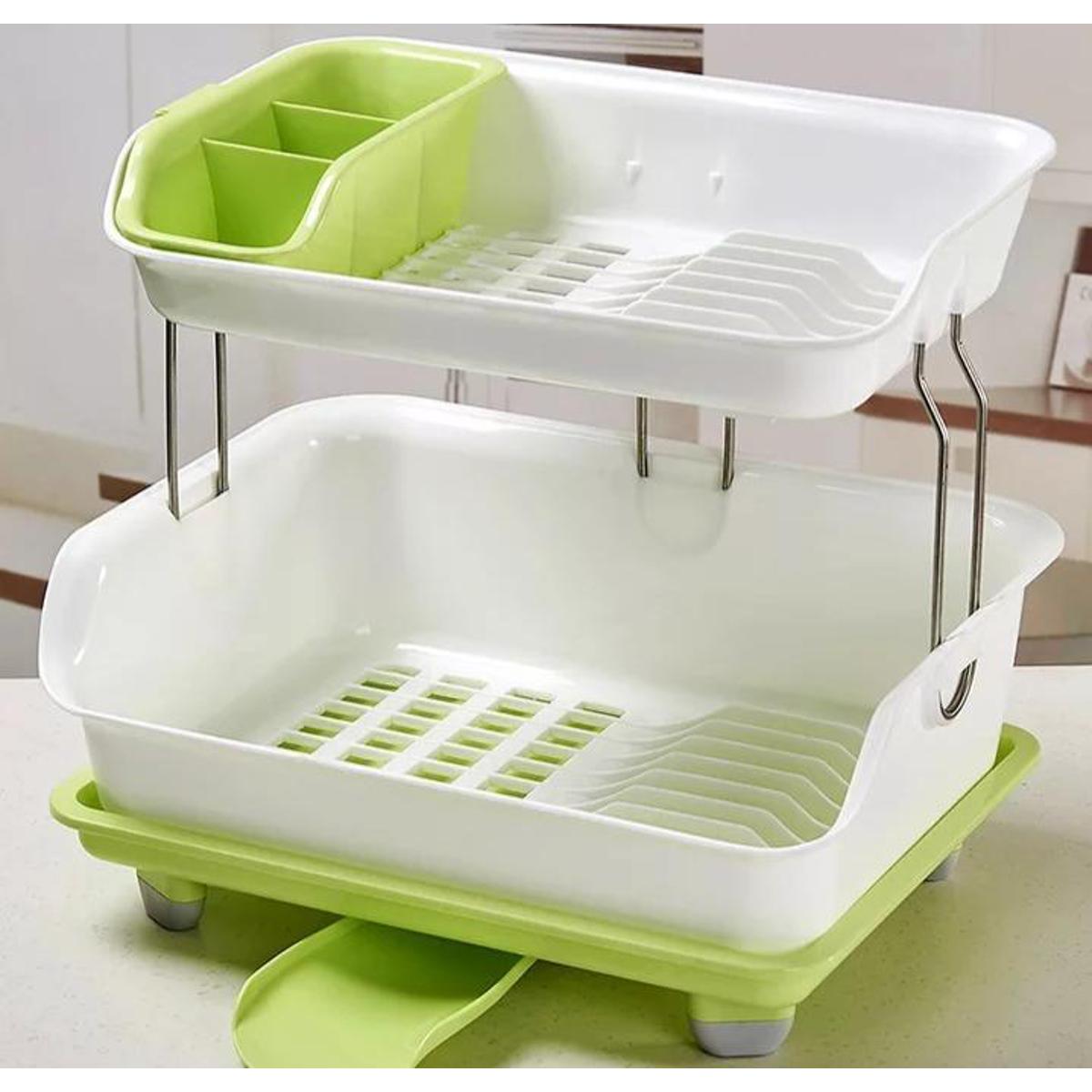 BWS 2-Level Dish Drainer with Cup Holder and Plastic - Image 4