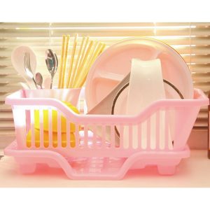 Environtal Plastic Kitchen Sink Dish Drainer Set Rack Washing