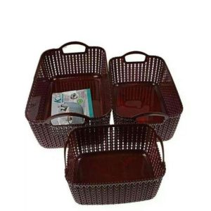 Pack of 3 Sizes Plastic Basket For Fruits & Multipurpose Variety
