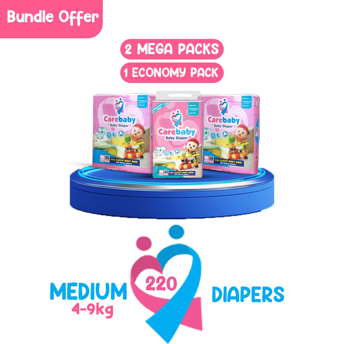 Carebaby Diapers (2 Mega Pack & 1 Economy Pack)
