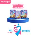 Carebaby Diapers (2 Mega Pack & 1 Economy Pack) XX-Large size , 150 count