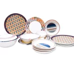 30PCS Badge 6 Person Dinner Set Coloured Chevron