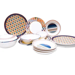 30PCS Badge 6 Person Dinner Set Coloured Chevron