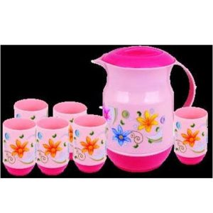 Plastic Water Set 7 Pcs Hot & Cold Water Jug & 6 Glasses