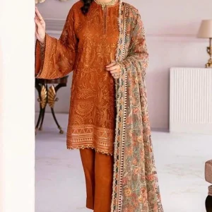 Baroque 3-PC Lawn Embroidered Shirt With Embroidered