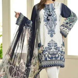 Farasha- 3PC Lawn Embroidered Printed Shirt With Printed