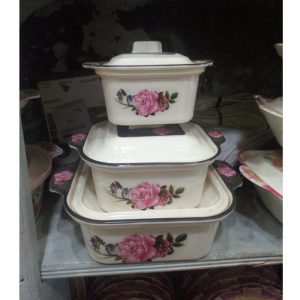 Set Of 3 - Square Shaped Melamine Dinner Bowl Set Home