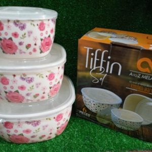 6 Pieces Bowl Tiffin Set with 3 Bowl & 3 Lids - Melamine