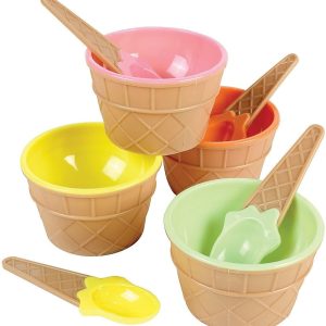 4 Pcs (4spoon+ 4Bowls) Ice Cream Bowls Fashioned Ice Cream