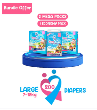 Carebaby Diapers (2 Mega Pack & 1 Economy Pack) Large