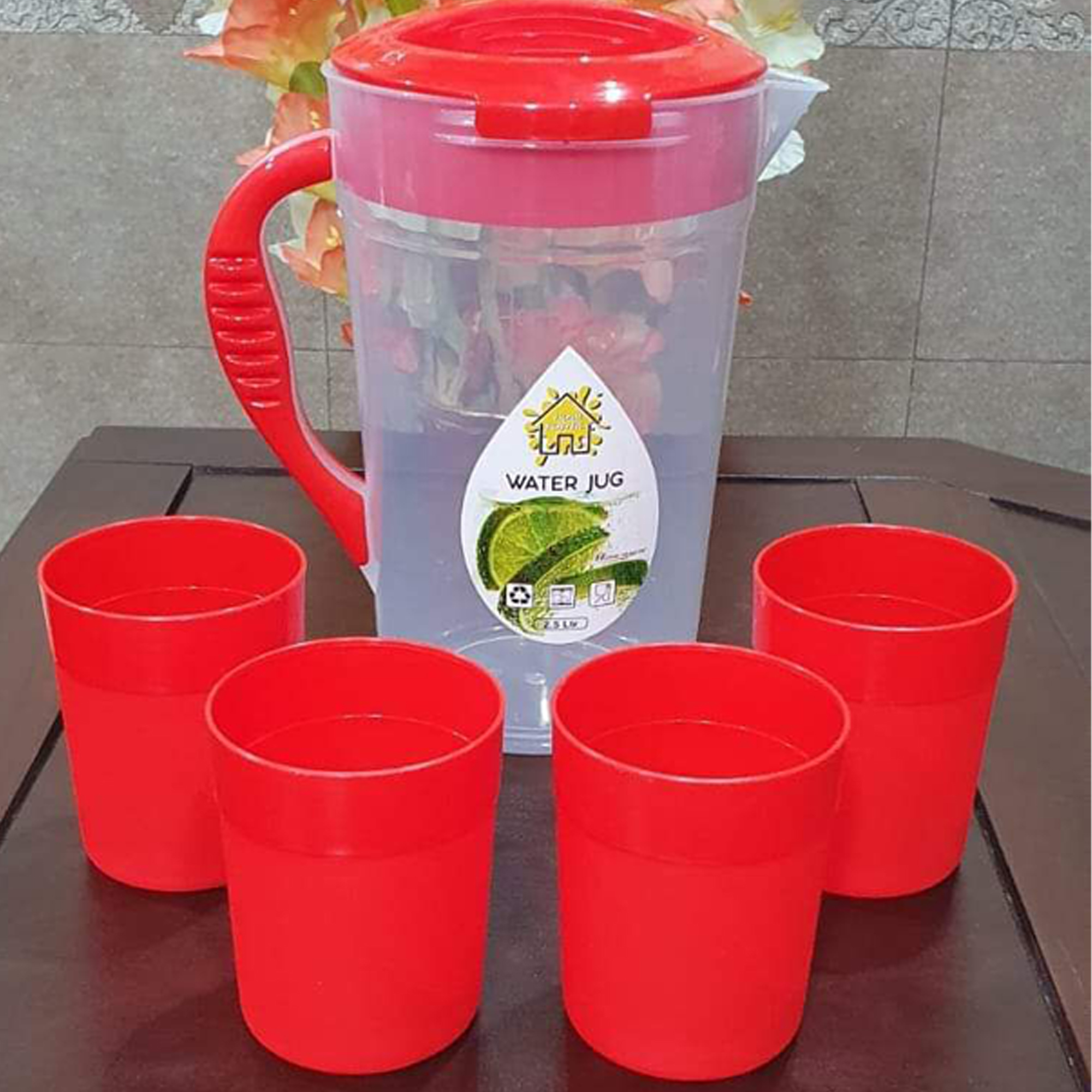 Water Set Jug and Glass Plastic 4 Glass one Jug