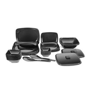 MELAMINE DINNER SET IN BLACK 35 PIECES