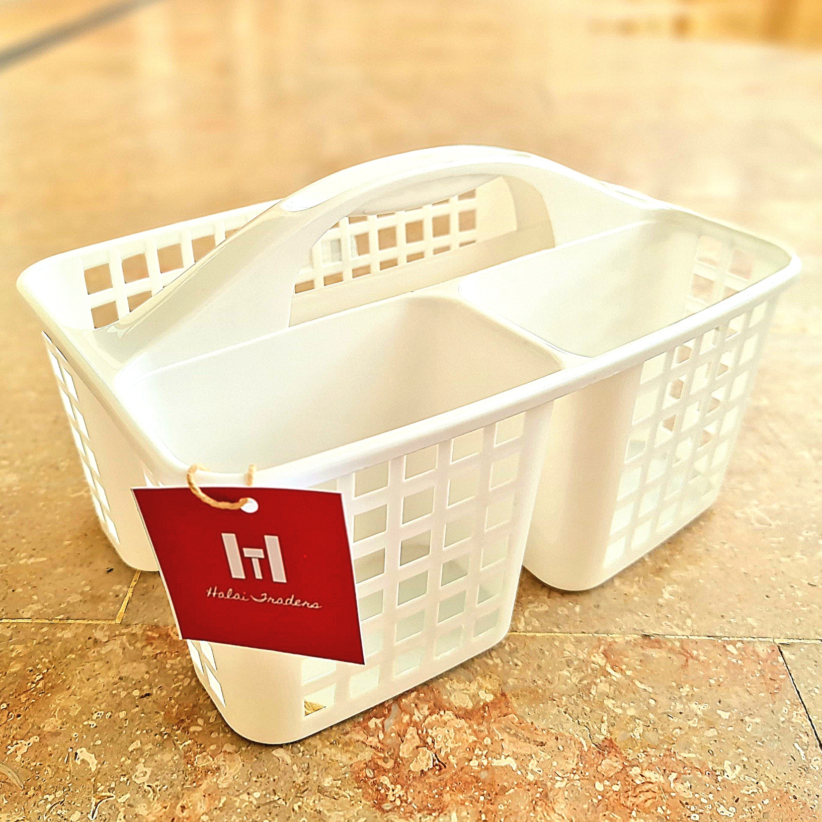 Plastic with Handle Organizer Basket- 3 Sections- Plastic basket - Image 2