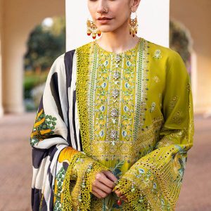 Tulsi - 3PC Lawn Embroidered Shirt With Printed Silk Dupatta